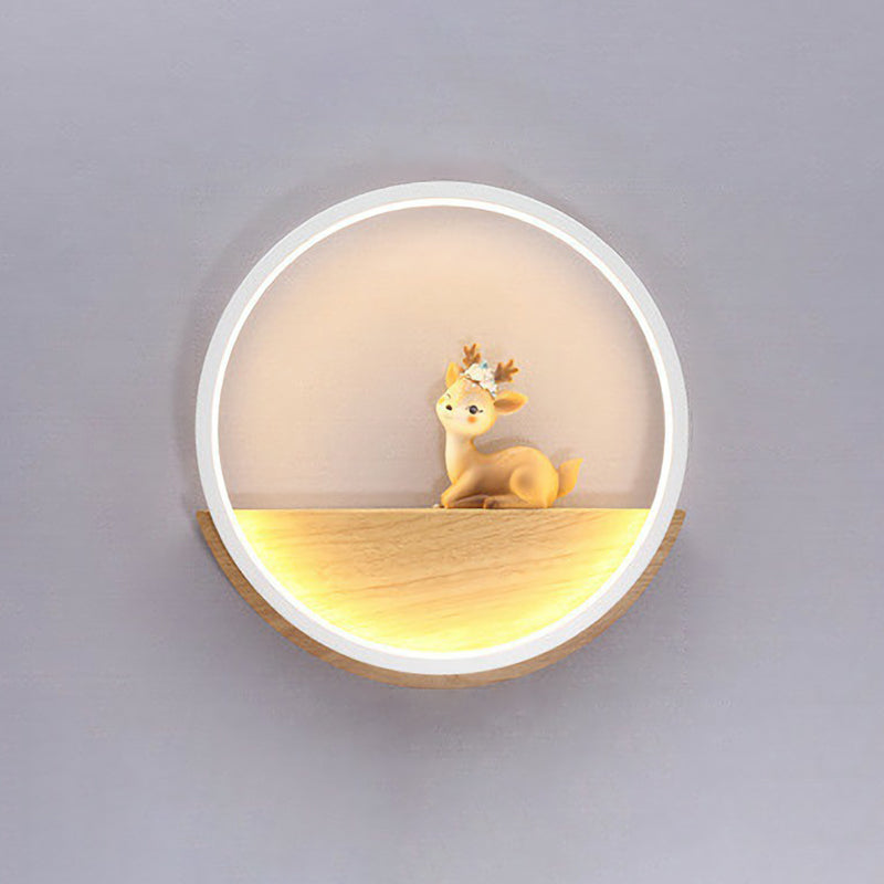 Lisslune | Circle Living Room Wall Sconces Lamp Metal Modern Style LED Wall Lighting with Decorative Deer
