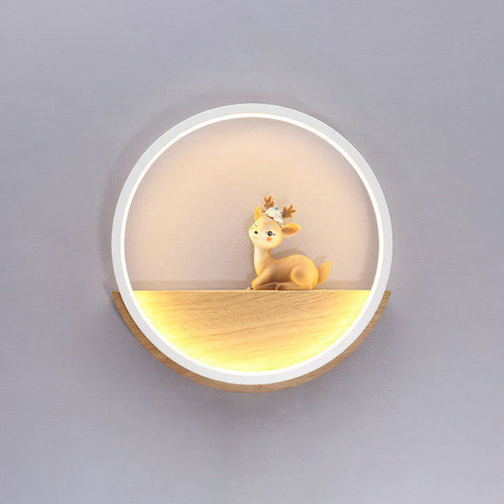 Lisslune | Circle Living Room Wall Sconces Lamp Metal Modern Style LED Wall Lighting with Decorative Deer