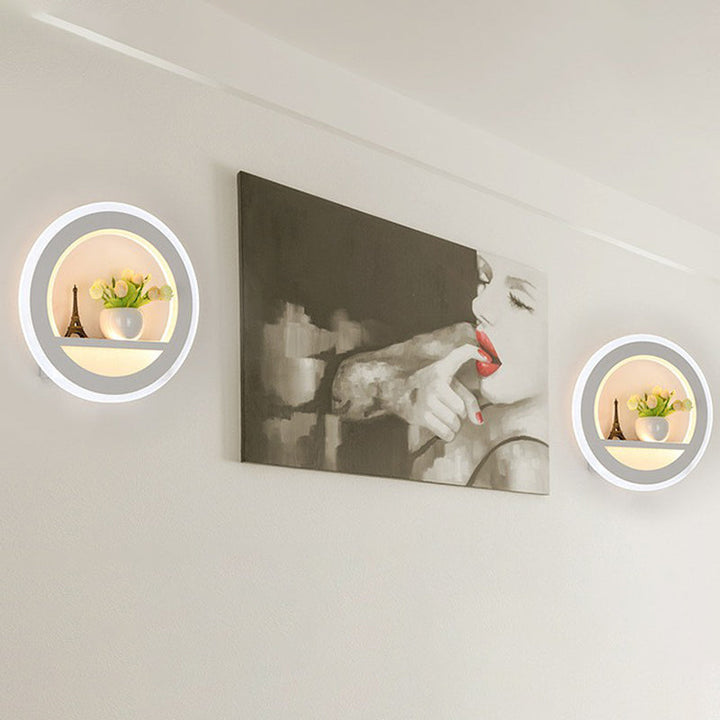 Lisslune | Minimalistic Round Wall Lamp Lighting Acrylic Living Room LED Wall Mount Lighting in White