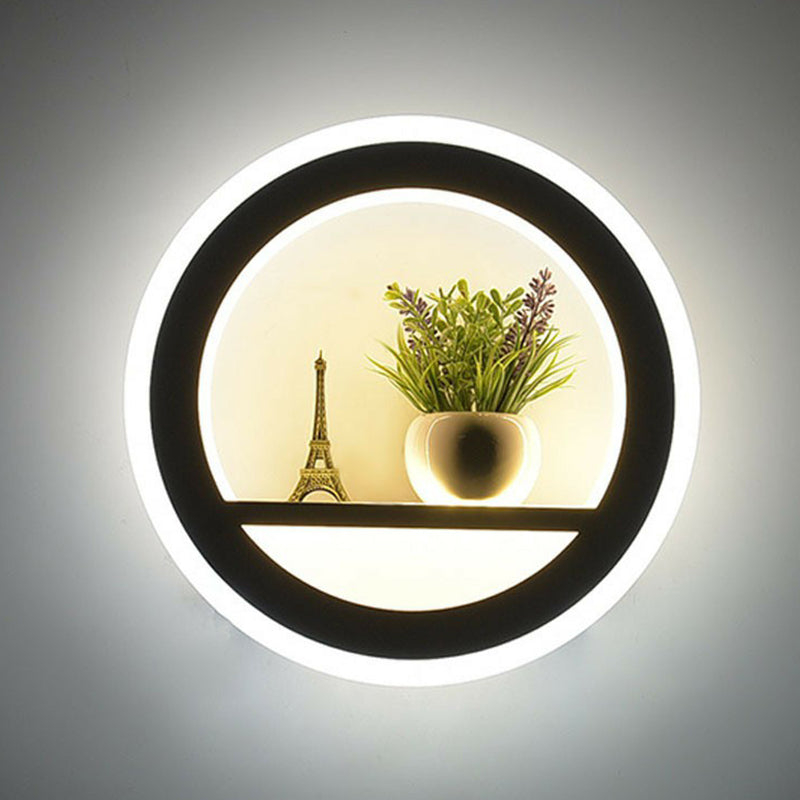 Lisslune | Minimalistic Round Wall Lamp Lighting Acrylic Living Room LED Wall Mount Lighting in White