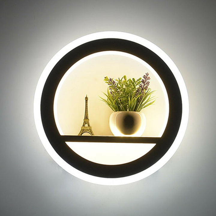 Lisslune | Minimalistic Round Wall Lamp Lighting Acrylic Living Room LED Wall Mount Lighting in White