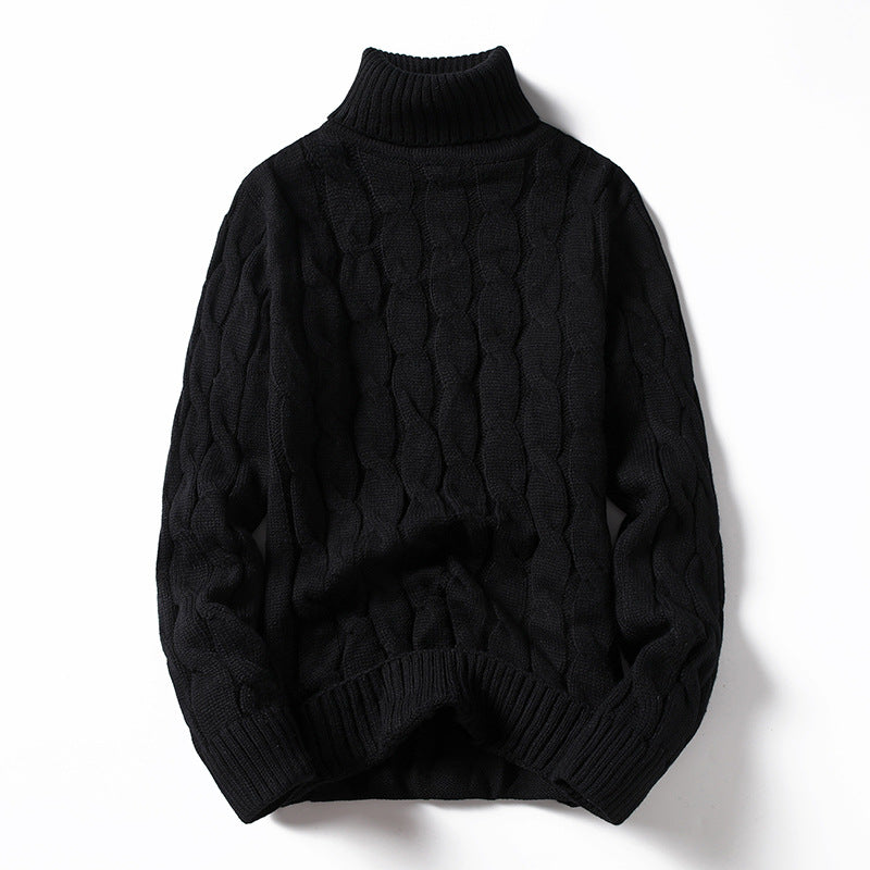 Men's Knit Sweater with Turtleneck and Cable Pattern Lisslune