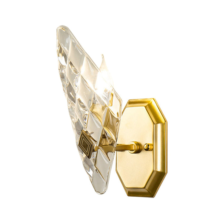 Lisslune | Clear Crystal Diamond Wall Light Modern Style 1/2-Head Brass Wall Lamp for Living Room