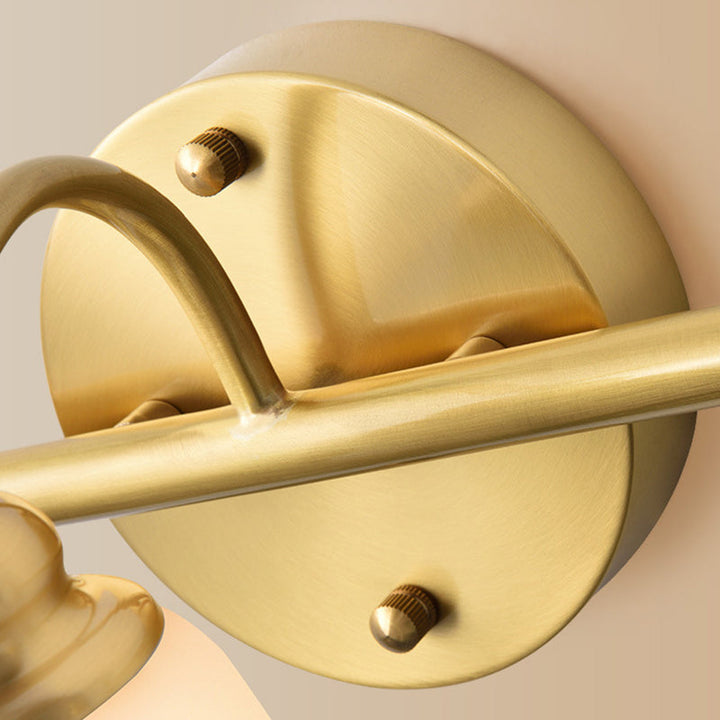 Skørter | Traditional Tapered Wall Lamp 2/3 Lights White Glass Wall Mounted Vanity Light in Gold for Bathroom