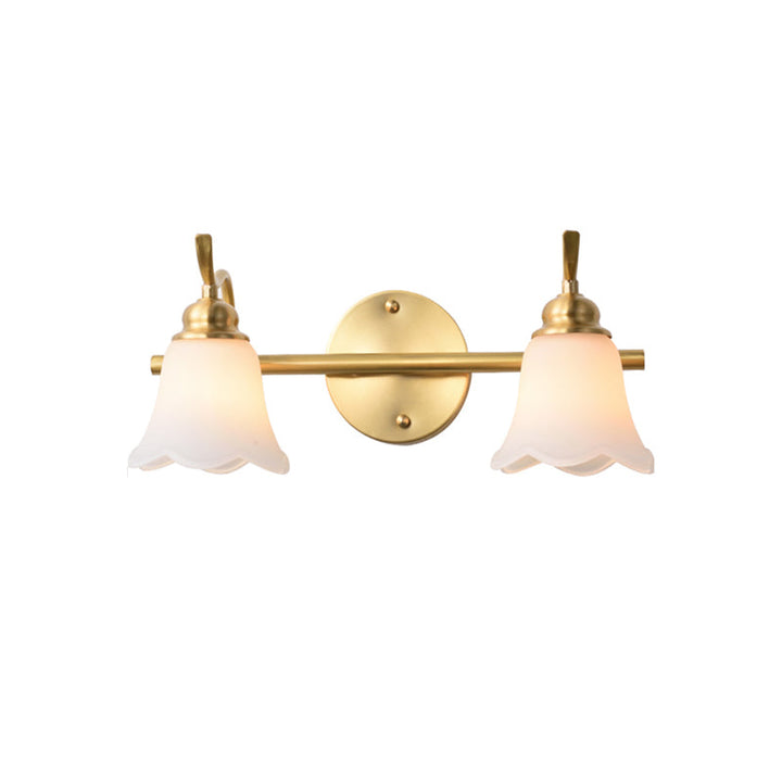 Skørter | Traditional Tapered Wall Lamp 2/3 Lights White Glass Wall Mounted Vanity Light in Gold for Bathroom