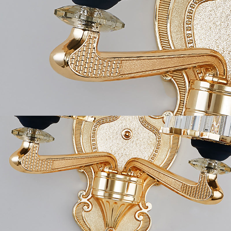 Lisslune | Clear Crystal Block Wall Light Modern Style 1/2-Light Wall Lamp with Carved Back in Brass