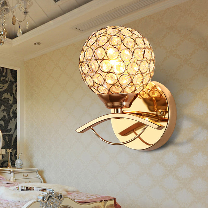 Lisslune | Global Wall Lamp Vintage Style Metal 1 Head Chrome/Gold Wall Lamp with Clear Crystal Beads Decor
