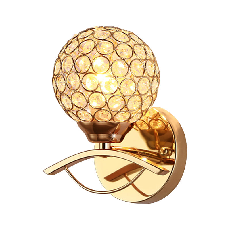 Lisslune | Global Wall Lamp Vintage Style Metal 1 Head Chrome/Gold Wall Lamp with Clear Crystal Beads Decor