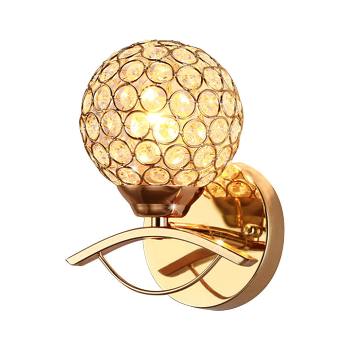 Lisslune | Global Wall Lamp Vintage Style Metal 1 Head Chrome/Gold Wall Lamp with Clear Crystal Beads Decor