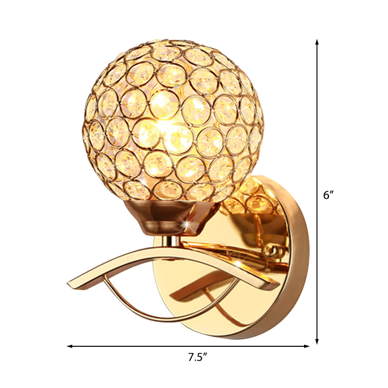 Lisslune | Global Wall Lamp Vintage Style Metal 1 Head Chrome/Gold Wall Lamp with Clear Crystal Beads Decor