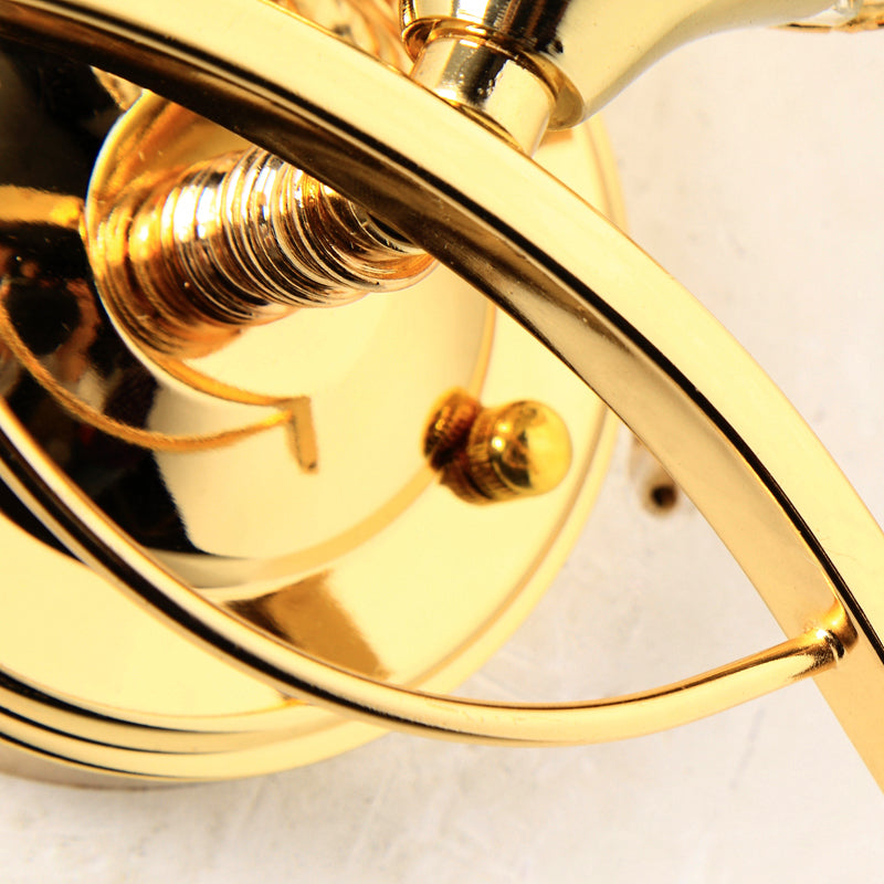 Lisslune | Global Wall Lamp Vintage Style Metal 1 Head Chrome/Gold Wall Lamp with Clear Crystal Beads Decor