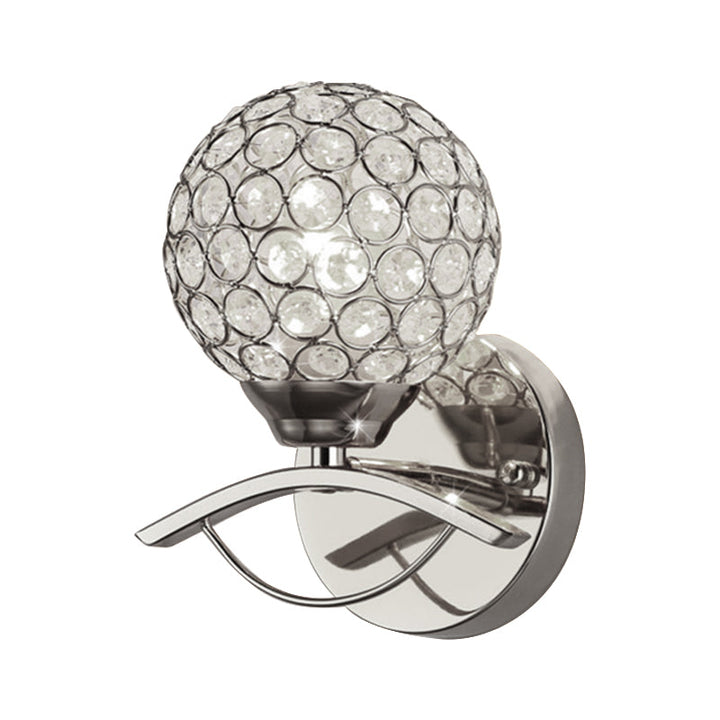 Lisslune | Global Wall Lamp Vintage Style Metal 1 Head Chrome/Gold Wall Lamp with Clear Crystal Beads Decor