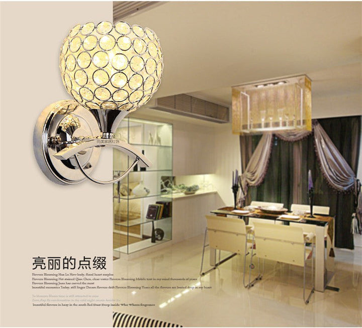 Lisslune | Global Wall Lamp Vintage Style Metal 1 Head Chrome/Gold Wall Lamp with Clear Crystal Beads Decor