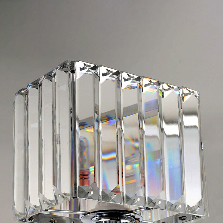 Lisslune | Cubic Wall Lamp Contemporary Metal 1 Light Chrome-Finish Wall Lamp with Clear Crystal Block