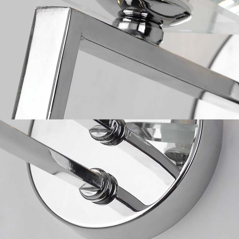 Lisslune | Cubic Wall Lamp Contemporary Metal 1 Light Chrome-Finish Wall Lamp with Clear Crystal Block