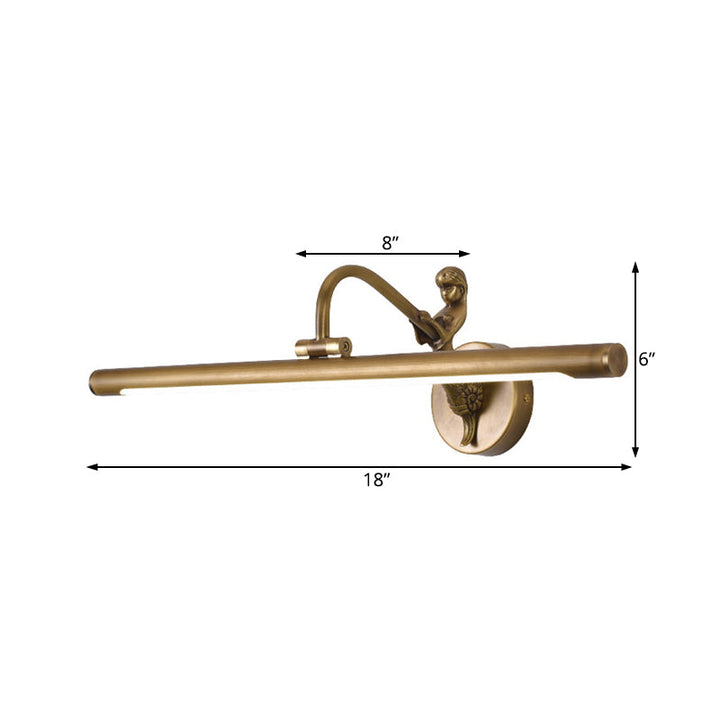 Skørter | Black/Antique Brass Tube Vanity Light Classic Metal LED 14"/18"/23" W Bathroom Wall Light