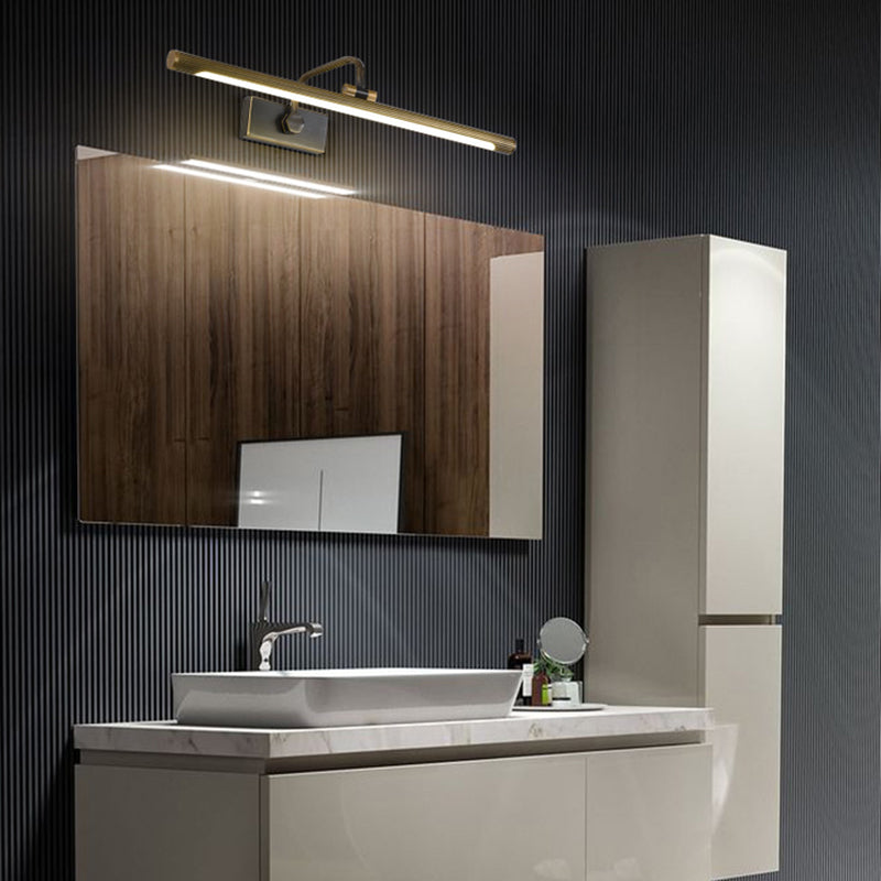Skørter | 14"/18"/23" W Tubular Wall Lamp Traditional Metal Antique Brass LED Vanity Light in Natural Light