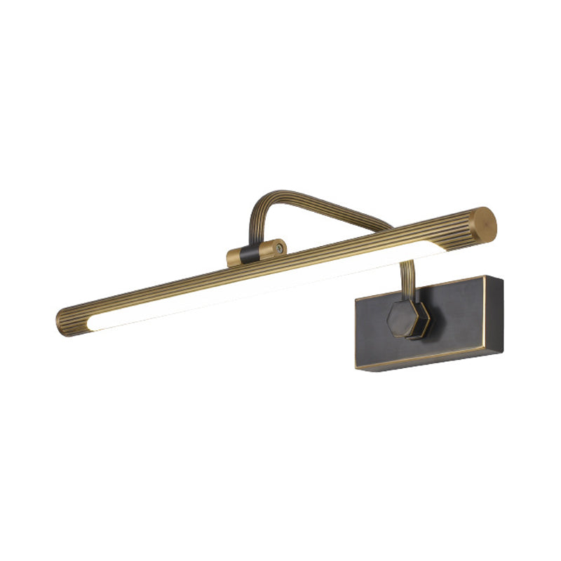 Skørter | 14"/18"/23" W Tubular Wall Lamp Traditional Metal Antique Brass LED Vanity Light in Natural Light