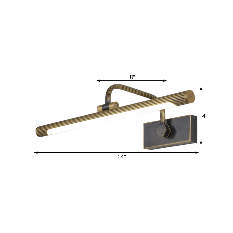 Skørter | 14"/18"/23" W Tubular Wall Lamp Traditional Metal Antique Brass LED Vanity Light in Natural Light