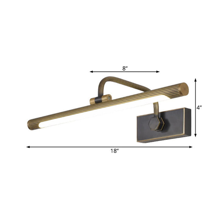 Skørter | 14"/18"/23" W Tubular Wall Lamp Traditional Metal Antique Brass LED Vanity Light in Natural Light