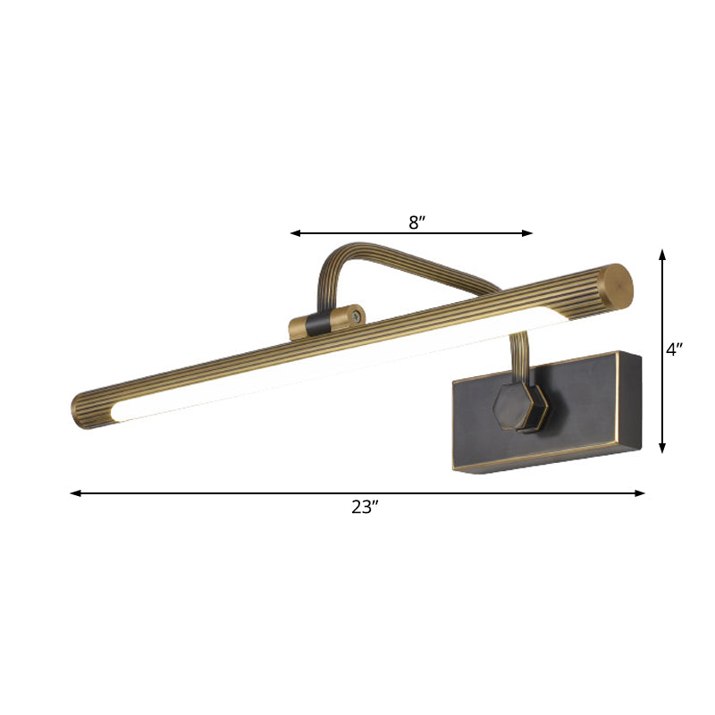 Skørter | 14"/18"/23" W Tubular Wall Lamp Traditional Metal Antique Brass LED Vanity Light in Natural Light