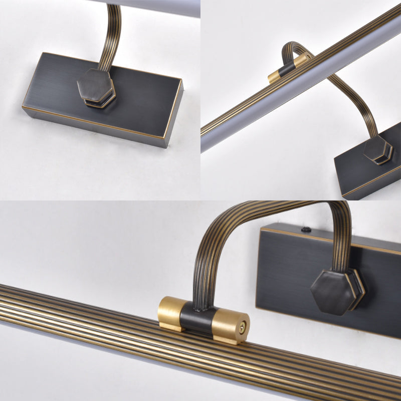 Skørter | 14"/18"/23" W Tubular Wall Lamp Traditional Metal Antique Brass LED Vanity Light in Natural Light