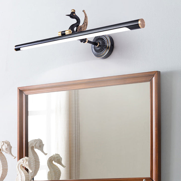 Skørter | Traditional linear wall lamp metal LED 14"/18"/23" wide brass/black bathroom sink lighting