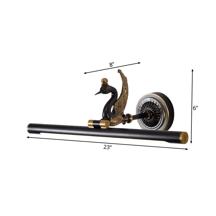 Skørter | Traditional linear wall lamp metal LED 14"/18"/23" wide brass/black bathroom sink lighting