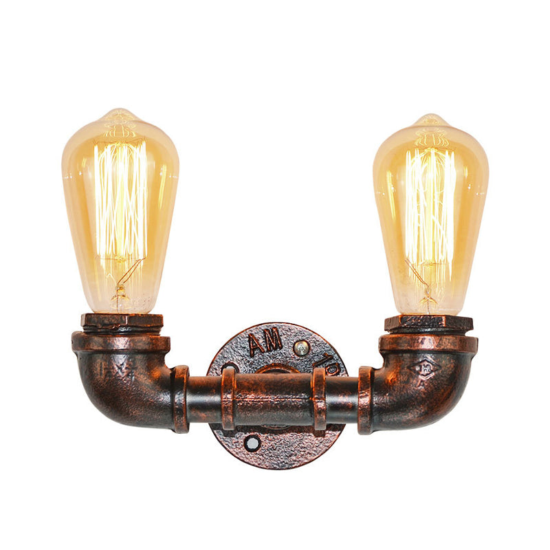 Skørter | Metallic U-shaped pipe wall lighting antique style 2 heads bar wall mounted light in rust