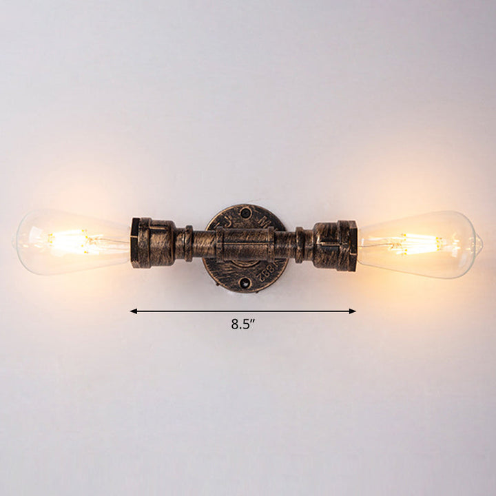 Lisslune | Iron Water Pipe Wall Lamp Rustic Style Restaurant Wall Lighting Fixture in Bronze