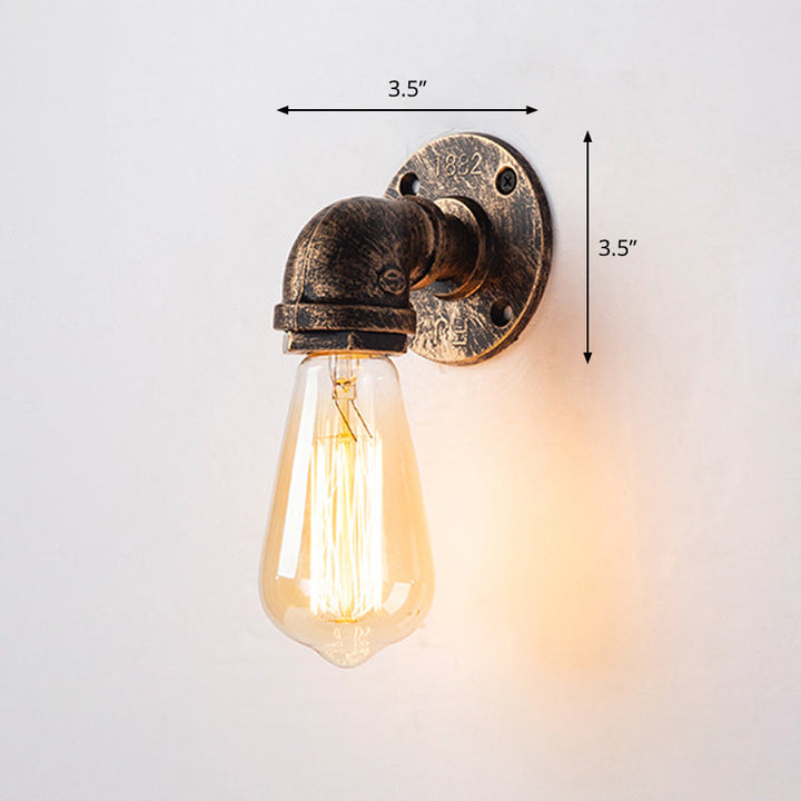 Lisslune | Iron Water Pipe Wall Lamp Rustic Style Restaurant Wall Lighting Fixture in Bronze