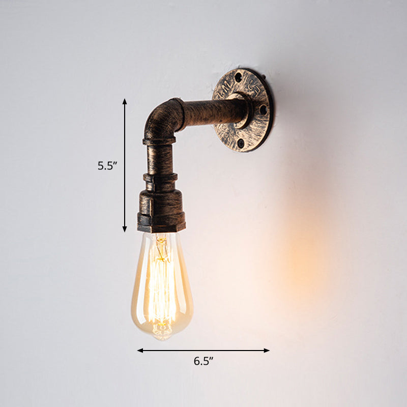 Lisslune | Iron Water Pipe Wall Lamp Rustic Style Restaurant Wall Lighting Fixture in Bronze