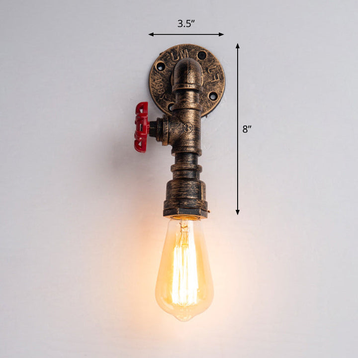 Lisslune | Iron Water Pipe Wall Lamp Rustic Style Restaurant Wall Lighting Fixture in Bronze