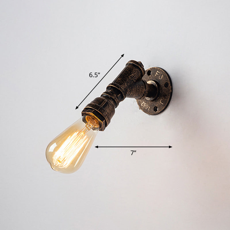 Lisslune | Iron Water Pipe Wall Lamp Rustic Style Restaurant Wall Lighting Fixture in Bronze