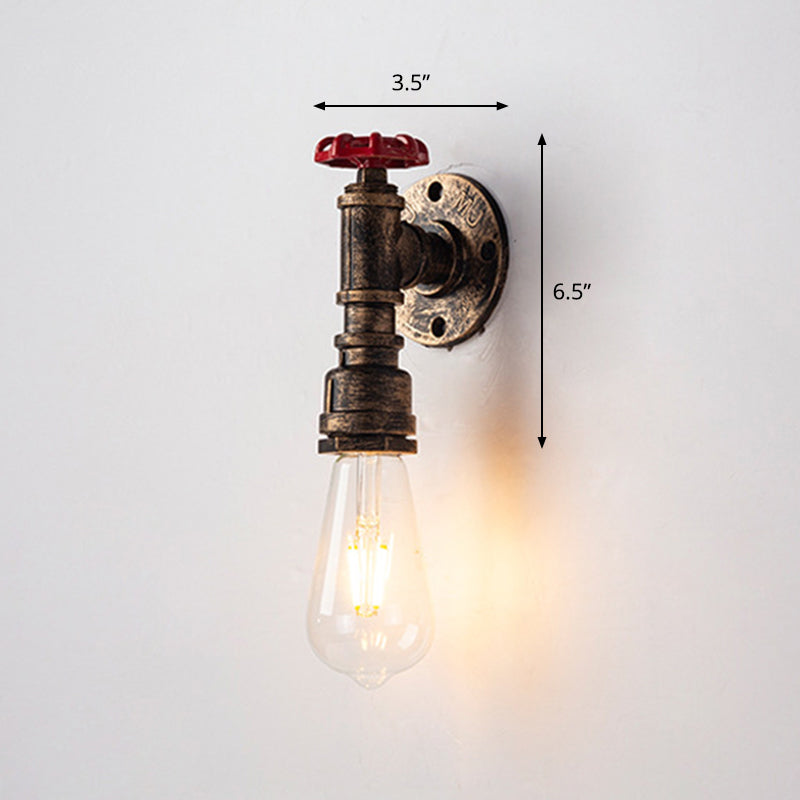 Lisslune | Iron Water Pipe Wall Lamp Rustic Style Restaurant Wall Lighting Fixture in Bronze
