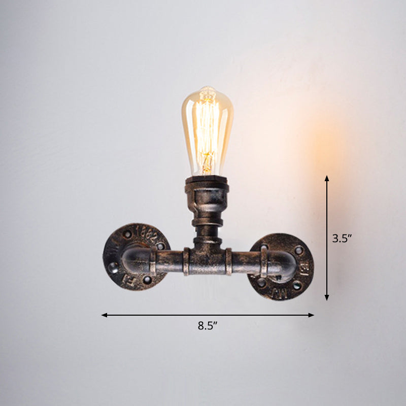 Lisslune | Iron Water Pipe Wall Lamp Rustic Style Restaurant Wall Lighting Fixture in Bronze