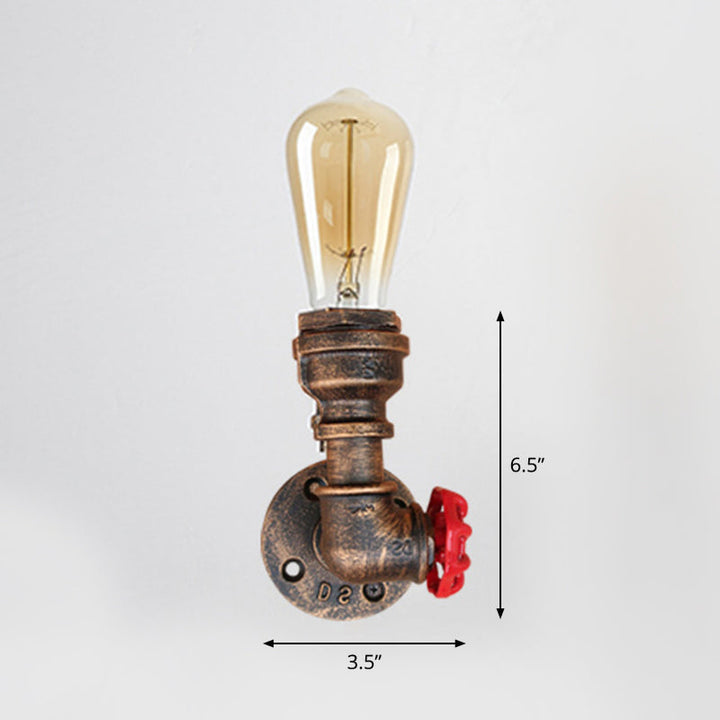 Lisslune | Iron Water Pipe Wall Lamp Rustic Style Restaurant Wall Lighting Fixture in Bronze