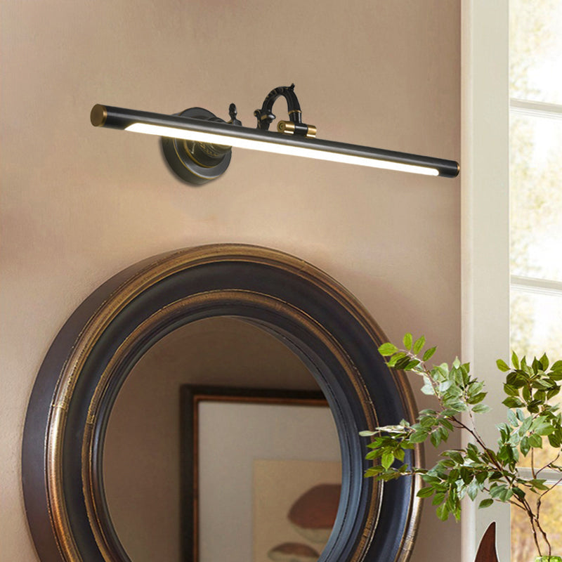 Skørter | Rotating Linear Makeup Mirror Light Metal Vintage Wall Mount Lighting in Antique Copper/Black, 14"/18"/23" W