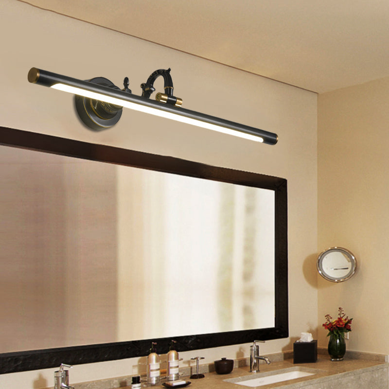Skørter | Rotating Linear Makeup Mirror Light Metal Vintage Wall Mount Lighting in Antique Copper/Black, 14"/18"/23" W