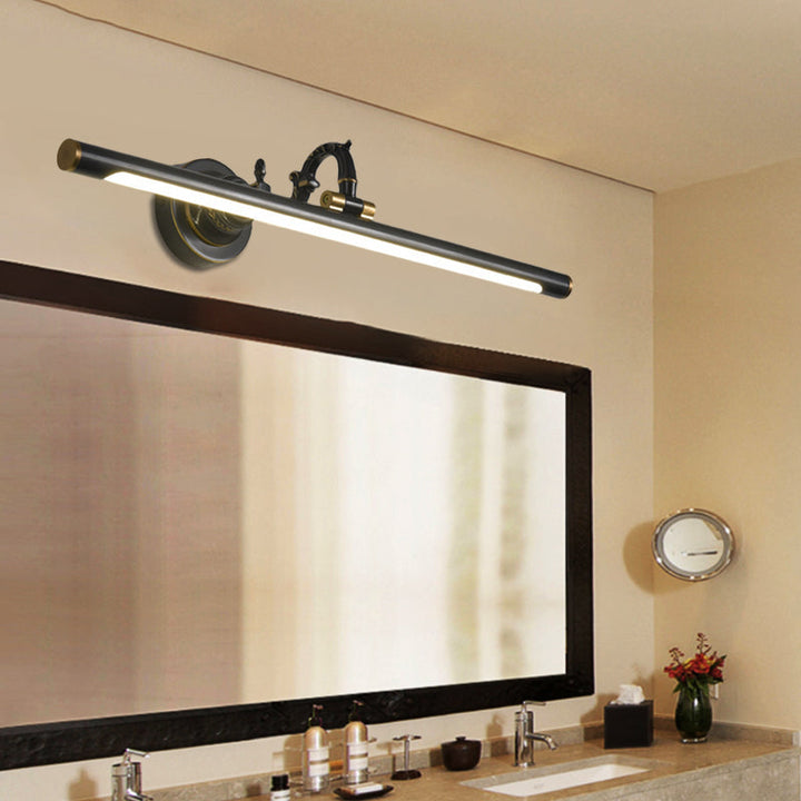 Skørter | Rotating Linear Makeup Mirror Light Metal Vintage Wall Mount Lighting in Antique Copper/Black, 14"/18"/23" W