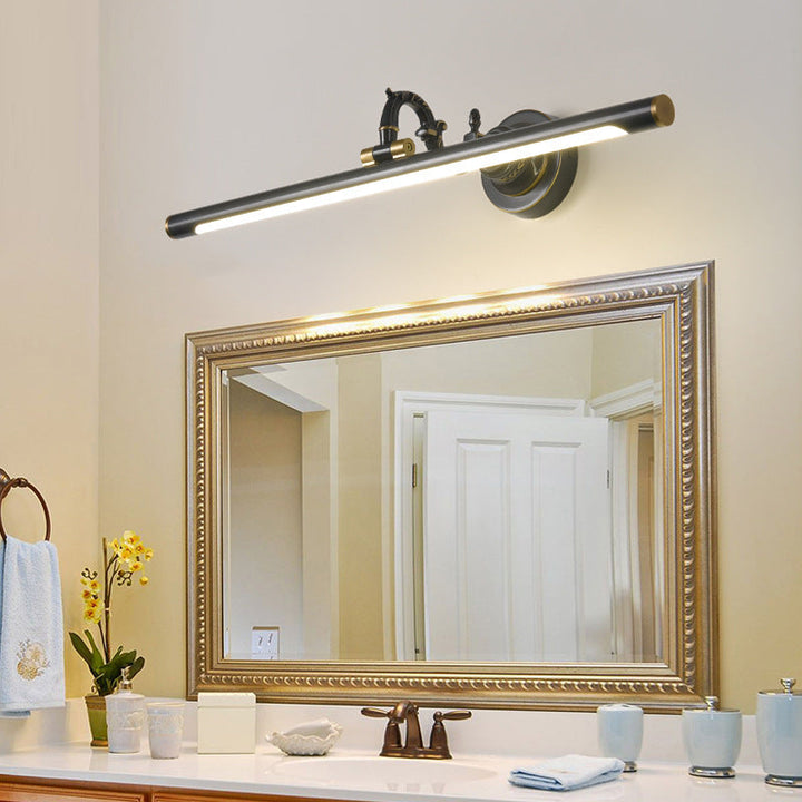Skørter | Rotating Linear Makeup Mirror Light Metal Vintage Wall Mount Lighting in Antique Copper/Black, 14"/18"/23" W
