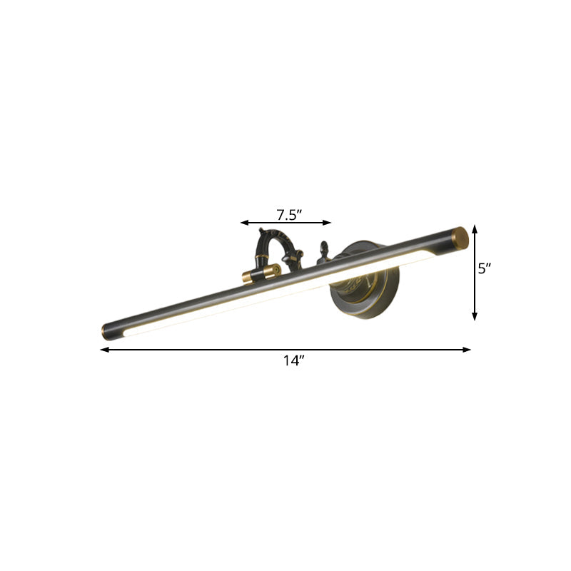 Skørter | Rotating Linear Makeup Mirror Light Metal Vintage Wall Mount Lighting in Antique Copper/Black, 14"/18"/23" W