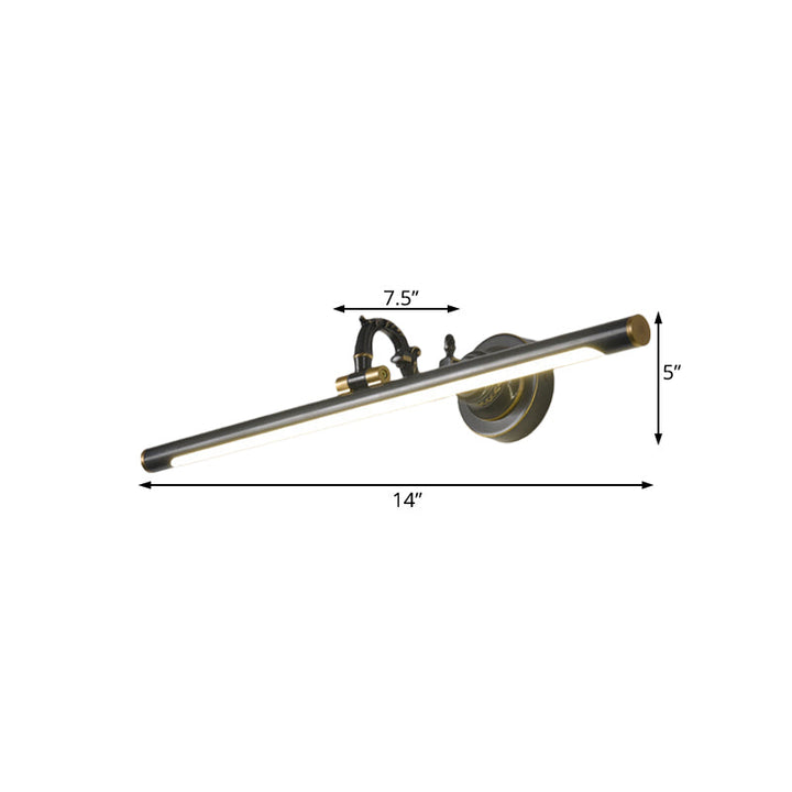 Skørter | Rotating Linear Makeup Mirror Light Metal Vintage Wall Mount Lighting in Antique Copper/Black, 14"/18"/23" W