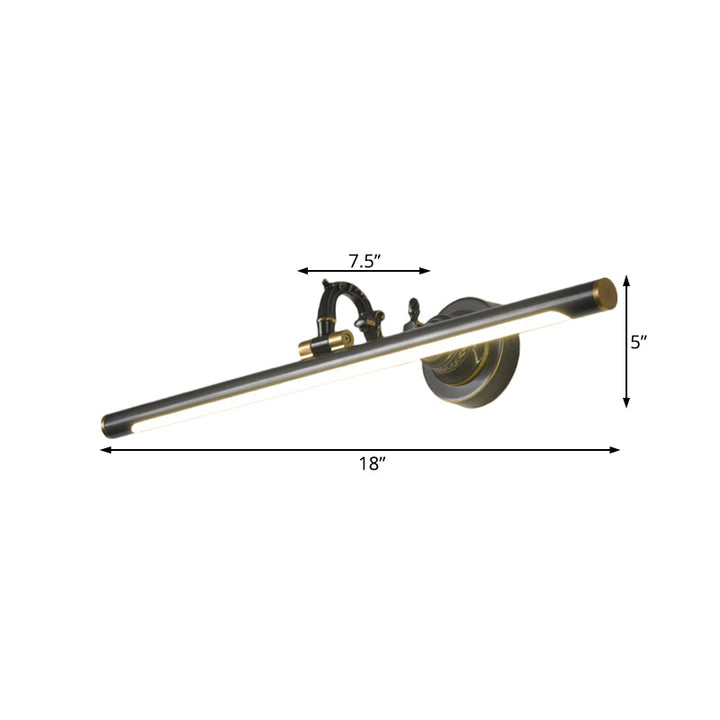 Skørter | Rotating Linear Makeup Mirror Light Metal Vintage Wall Mount Lighting in Antique Copper/Black, 14"/18"/23" W