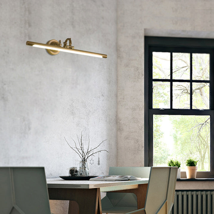 Skørter | Rotating Linear Makeup Mirror Light Metal Vintage Wall Mount Lighting in Antique Copper/Black, 14"/18"/23" W