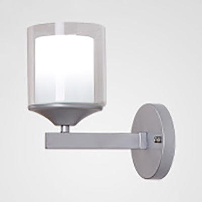 Lisslune | 1 Bulb Cylinder Wall Light Industrial Black/Silver Clear Glass Lighting