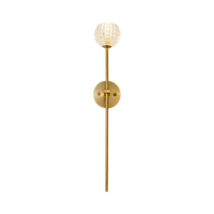 Skørter | 1-Light Wall Lamp Simple Globe/Cone Clear Grid Glass Wall Lamp with Clean Line Arm in Gold for Hallway