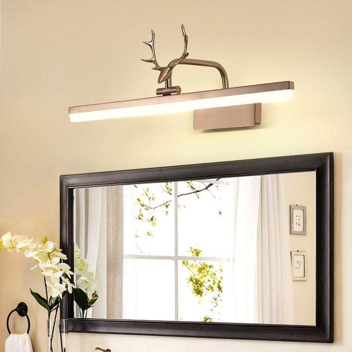 Skørter | 16"/22"/28" W Rectangular Vanity Mirror Light with Animal Teeth Rotatable Modern Acrylic Wall Lighting in Black/Gold/White