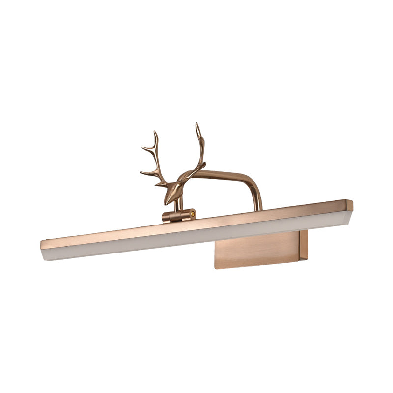 Skørter | 16"/22"/28" W Rectangular Vanity Mirror Light with Animal Teeth Rotatable Modern Acrylic Wall Lighting in Black/Gold/White
