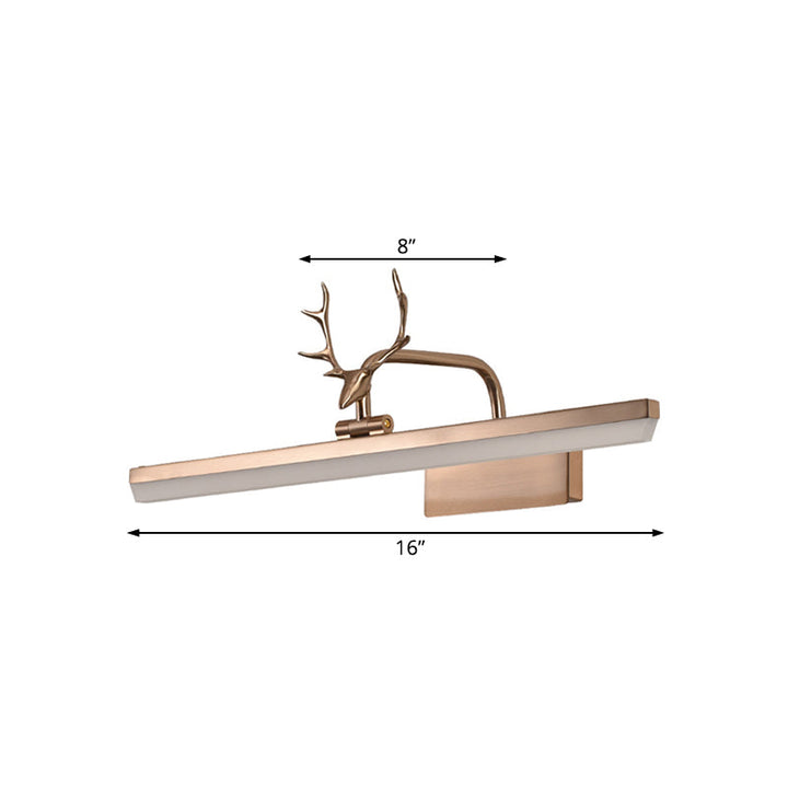 Skørter | 16"/22"/28" W Rectangular Vanity Mirror Light with Animal Teeth Rotatable Modern Acrylic Wall Lighting in Black/Gold/White
